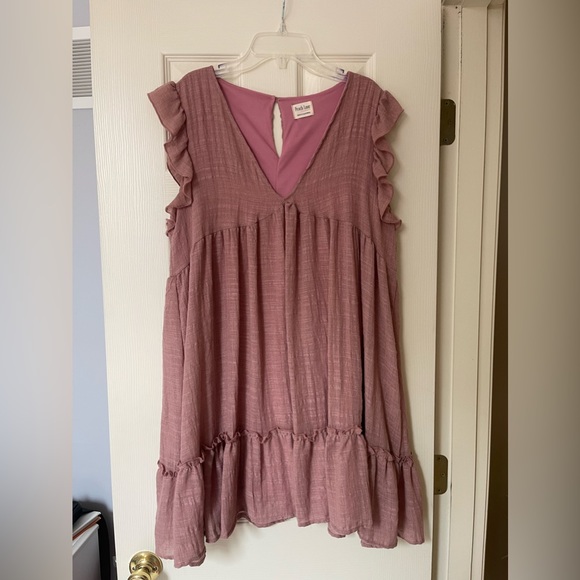 MAUVE PINK RUFFLE DRESS - Picture 2 of 4